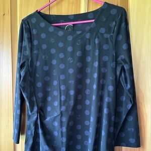 Porto San Francisco Long sleeved black with blue dots blouse Size 2